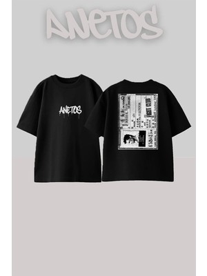 Anetos Fight Club Tyler Kimlik 90S Retro Sinema Serisi Sırt Baskılı Oversize Siyah T-Shirt