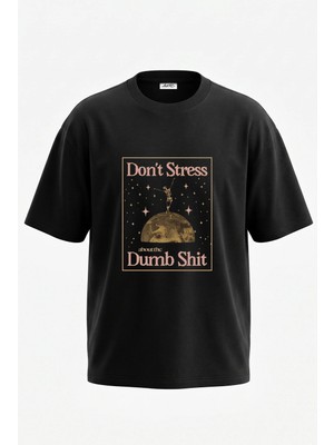 Anetos Skeleton Ballet Tasarım Sırt Baskılı Pamuk Siyah Oversize T-Shirt