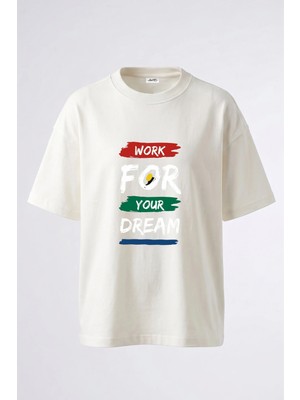 Anetos Panafrican Dream Tasarım Sırt Baskılı Pamuk Beyaz Oversize T-Shirt