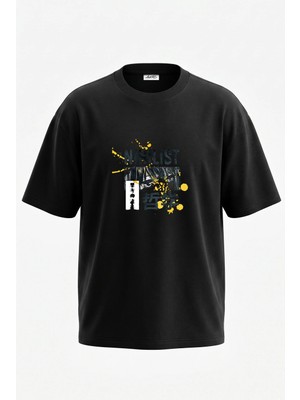 Anetos Nihilist Manga Tasarım Sırt Baskılı Pamuk Siyah Oversize T-Shirt