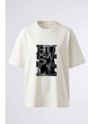 Anetos Dolar Trust Hustle Tasarım Sırt Baskılı Pamuk Beyaz Oversize T-Shirt