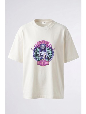 Anetos Corpse Bride Tasarım Sırt Baskılı Pamuk Beyaz Oversize T-Shirt