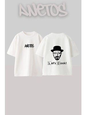 Anetos Walter White 1 Tasarım Sırt Baskılı Pamuk Beyaz Oversize T-Shirt