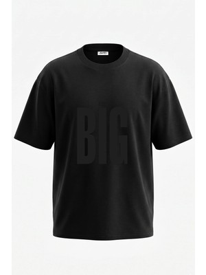 Anetos Think Big Tasarım Sırt Baskılı Pamuk Siyah Oversize T-Shirt