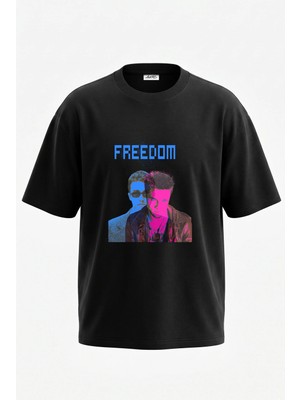Anetos Fight Club_1 Tasarım Sırt Baskılı Pamuk Siyah Oversize T-Shirt
