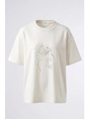 Anetos Jim Morrison Tasarım Sırt Baskılı Pamuk Beyaz Oversize T-Shirt