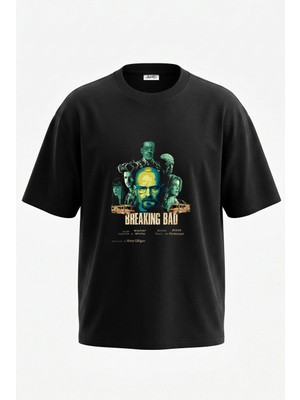 Anetos Breaking Bad Tasarım Sırt Baskılı Pamuk Siyah Oversize T-Shirt