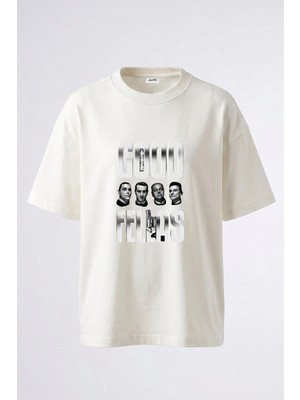 Anetos Goodfellas Movie Tasarım Sırt Baskılı Pamuk Beyaz Oversize T-Shirt