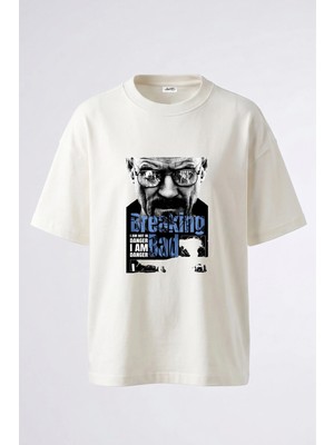 Anetos Breaking Bad_2 Tasarım Sırt Baskılı Pamuk Beyaz Oversize T-Shirt