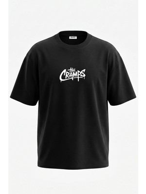 Anetos The Cramps Tasarım Sırt Baskılı Pamuk Siyah Oversize T-Shirt