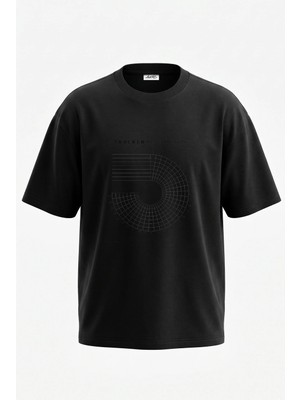 Anetos Habit Tracker Tasarım Sırt Baskılı Pamuk Siyah Oversize T-Shirt