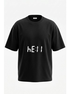 Anetos Digital Hell Tasarım Sırt Baskılı Pamuk Siyah Oversize T-Shirt