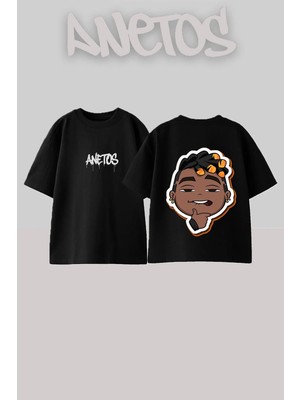Anetos Phoenix Valorant Tasarım Sırt Baskılı Pamuk Siyah Oversize T-Shirt