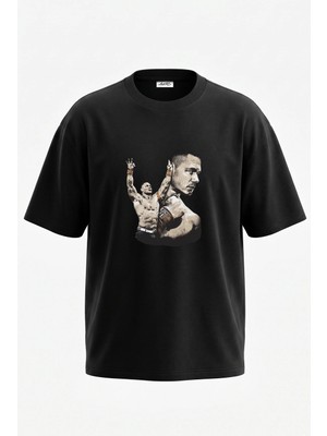 Anetos John Cena Tasarım Sırt Baskılı Pamuk Siyah Oversize T-Shirt