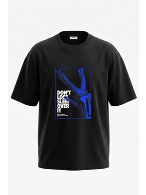 Anetos Dusen Takim Elbiseli Tasarım Sırt Baskılı Pamuk Siyah Oversize T-Shirt