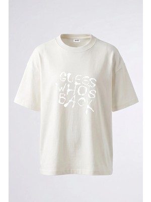 Anetos Eminem Without Me Tasarım Sırt Baskılı Pamuk Beyaz Oversize T-Shirt