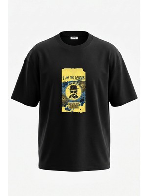 Anetos Breaking Bad Heisenberg Tasarım Sırt Baskılı Pamuk Siyah Oversize T-Shirt
