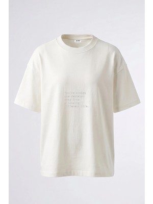 Anetos Decision Life Quote Tasarım Sırt Baskılı Pamuk Beyaz Oversize T-Shirt