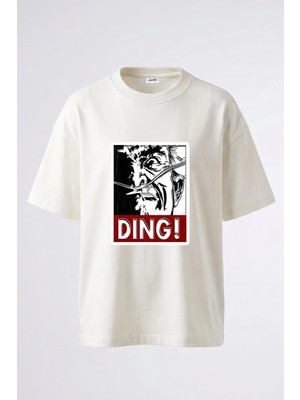 Anetos Colonel Sanders Ding Tasarım Sırt Baskılı Pamuk Beyaz Oversize T-Shirt
