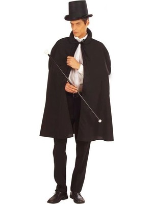 Asil Acar Home Siyah Sihirbaz Pelerini 120 cm ve Sihirbaz Şapkası 12 cm Yetişkin Boy