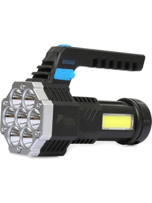 Asil Acar Home PS-3879 USB Şarj Göstergeli Şarj Edilebilir 7*xpe +Cob LED El Feneri