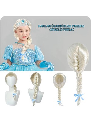 Asil Acar Home Platin Altın Dore Renk Karlar Ülkesi Elsa Frozen Peruğu Çocuk Boy