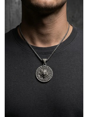 Begondio Kurt Vegvisir Pusula El İşçiliği Paslanmaz Çelik Zincir Erkek Kolye