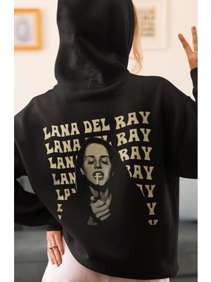 Sevbano Lana Del Rey Şarkıcı Sırt Baskılı Unisex Oversize Penye Hoodie
