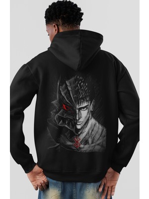 Sevbano Berserk Guts Anime Sırt Baskılı Unisex Oversize Penye Hoodie