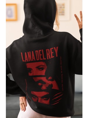 Sevbano Lana Del Rey Şarkıcı Sırt Baskılı Unisex Oversize Penye Hoodie