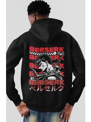 Sevbano Berserk Guts Anime Sırt Baskılı Unisex Oversize Penye Hoodie