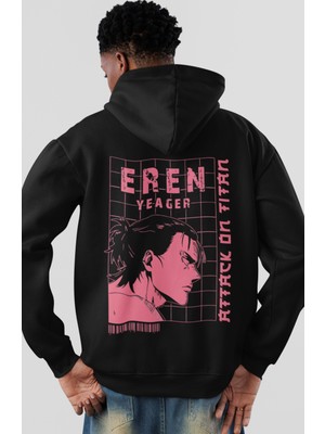 Sevbano Eren Yeager Attack On Titan Anime Sırt Baskılı Unisex Oversize Penye Hoodie