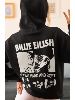 Sevbano Billie Eilish Hit Me Hard And Soft Şarkıcı Sırt Baskılı Unisex Oversize Penye Hoodie