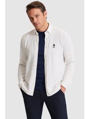 U.S. Polo Assn. Erkek Beyaz Örme Gömlek 50322140-VR013