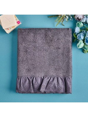 Matmel Soft Fırfırlı Yüz Havlusu - Antrasit - 50X90 cm
