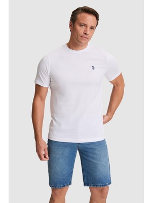 U.S. Polo Assn. Erkek Beyaz Regular Fit Bisiklet YakaTişört 50322518-VR013