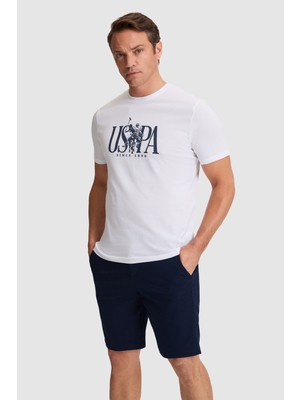 U.S. Polo Assn. Erkek Beyaz Regular Fit Bisiklet Yaka Tişört 50322472-VR013