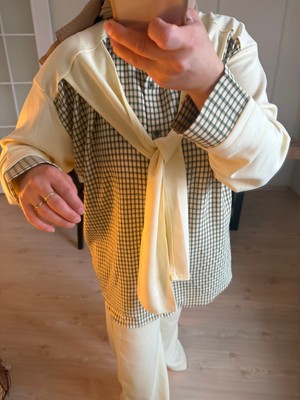 Butik Duyawear Gömlek Şal Detaylı Ikili Takım