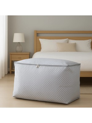 Matmel Home Puantiye Detaylı Büyük Boy Hurç - Gri - 74X46X46 cm