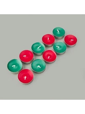 Matmel 10'lu Tealight Mum - Kırmızı / Yeşil - 3,8 cm