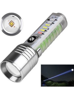 Asil Acar Home Profesyonel Tg LED Güçlü 8 Modlu Type-C 1000 Lümen Polis Çakarlı Şarjlı El Feneri