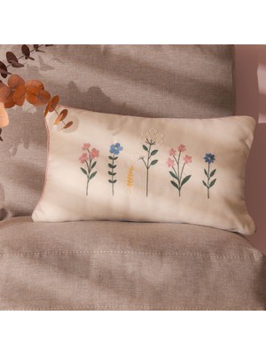 Matmel Soft Floral Kırlent - Ekru - 30X50 cm