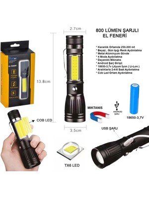 Asil Acar Home Uzun Menzilli El Feneri Mıknatıslı  WT-602