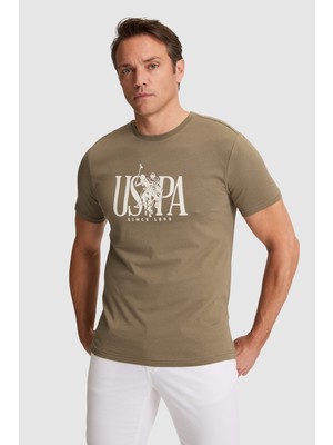 U.S. Polo Assn. Erkek Haki Regular Fit Bisiklet Yaka Tişört 50322472-VR027