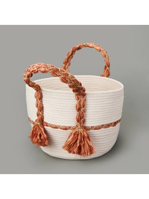 Matmel Living Urban Delight Dekoratif Sepet - Krem / Turuncu - 25X21 cm