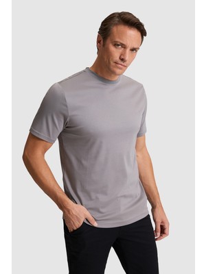 U.S. Polo Assn. Erkek Gri Regular Fit Bisiklet Yaka Basic Tişört 50324943-VR024