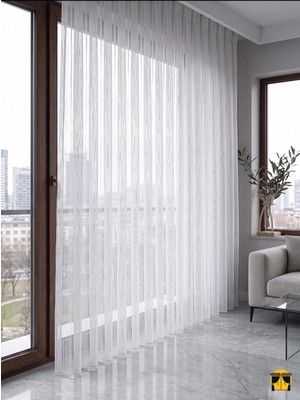 Ran Perde Çisil Desenli Tül Perde - Krem - 1x2,5 Pile - CSL100