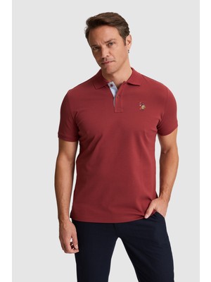 U.S. Polo Assn. Erkek Vişne Regular Fit Polo Yaka Basic Tişört 50324937-VR223