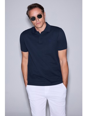 U.S. Polo Assn. Erkek Koyu Lacivert Regular Fit Polo Yaka Basic Tişört 50324938-VR100