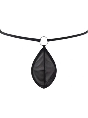 MiraLive Marsilyan-  Fantezi Siyah Transparan Halkalı Tül Erkek String Seksi Erkek Iç Çamaşırı TG274610